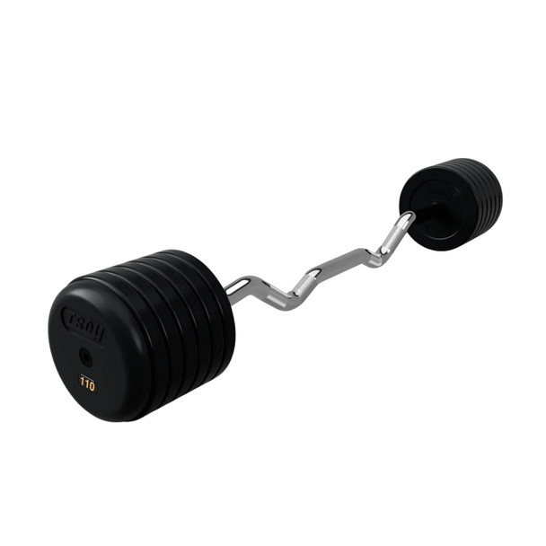 Troy 110 lb Rubber-Coated Fixed Barbell w/ EZ Curl Bar