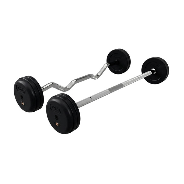 Troy Fixed Weight Rubber-Coated Barbells