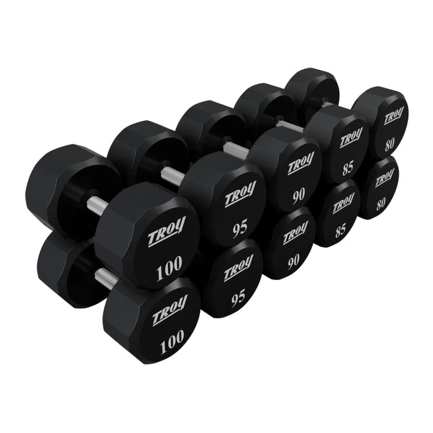 Troy 80-100 lb Urethane-Coated Dumbbell Set