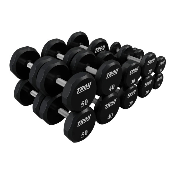 Troy 10-50 lb 12-Sided Urethane Dumbbell Set