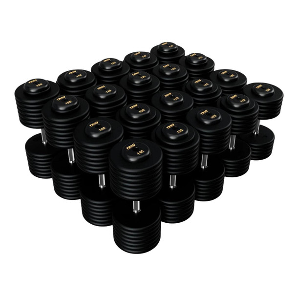Troy 105-150 lb Black Pro-Style Dumbbell Set w/ Black Rubber End Caps