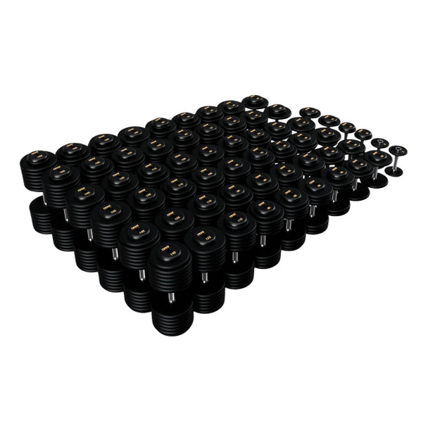 Troy 105-150 lb Gym Pro-Style Free Weights with Black Rubber End Caps