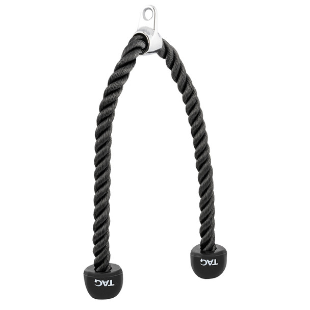 TAG Fitness Flexible Cable Pushdown Rope Molded Rubber Hand Stops and Center Ring