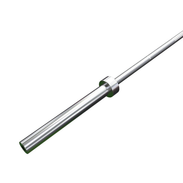Troy VTX Rubber-Coated Olympic Set - 7' Chrome Weight Bar Sleeve Close View