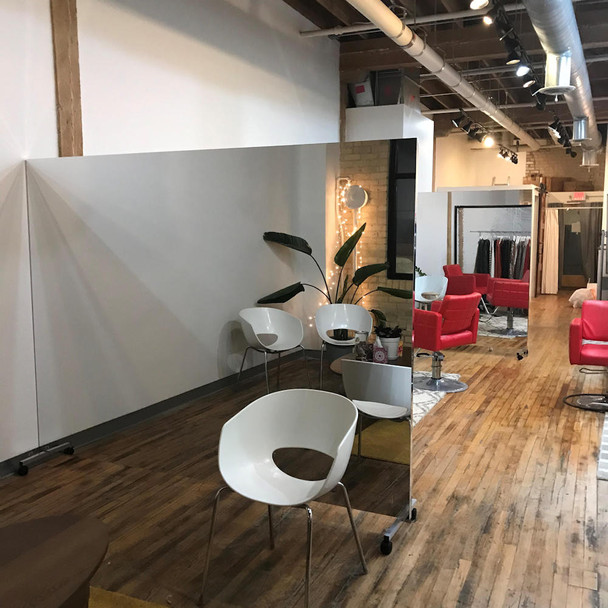 LiteMirror Glassless Rolling Mirror Panels in Commercial Studio