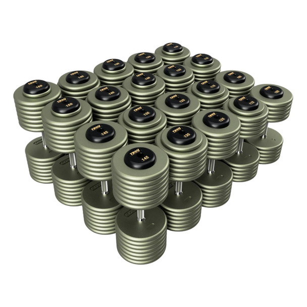 Troy Barbell 105-150 lb Pro-Style Gray Dumbbell Set w/ Black Rubber End Caps