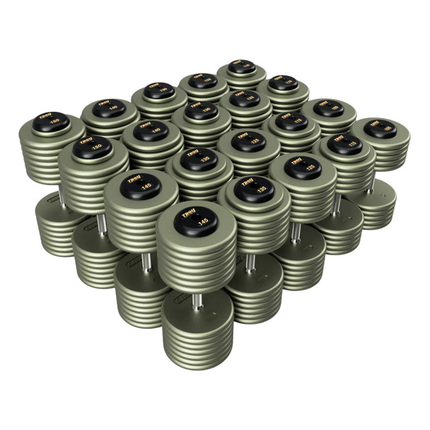 Troy Barbell 105-150 lb Pro-Style Dumbbell Set w/ Black Rubber End Caps