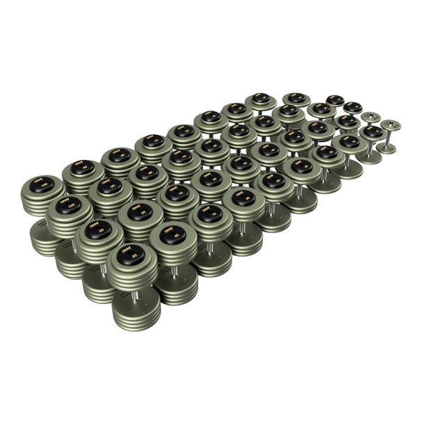 Troy Gray Pro-Style Dumbbell Set w/ Black Rubber End Caps - 5-100 lbs