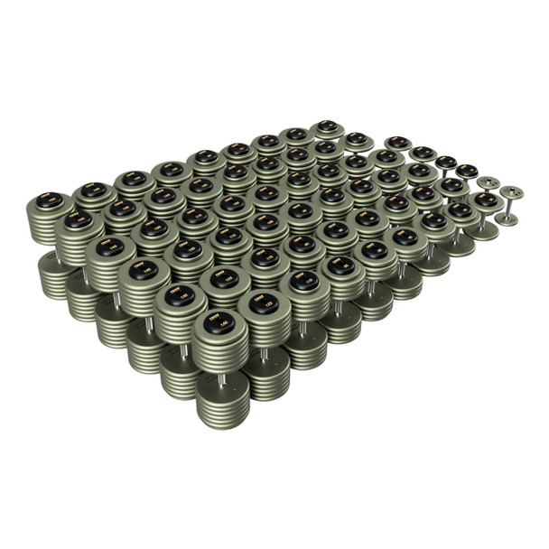 Solid Steel Bolt Design and Rubber End Caps on Troy 105 to 150 lb Heavy Pro Dumbbells