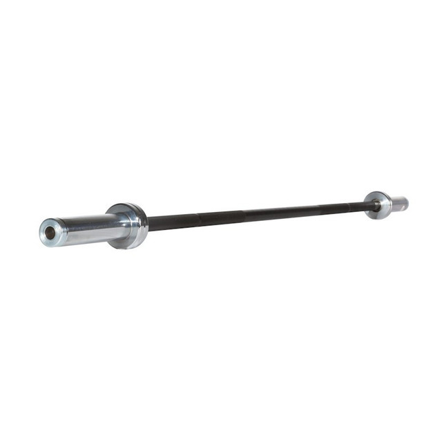 York Barbell Weightlifting Bar Angled Full Length Profile