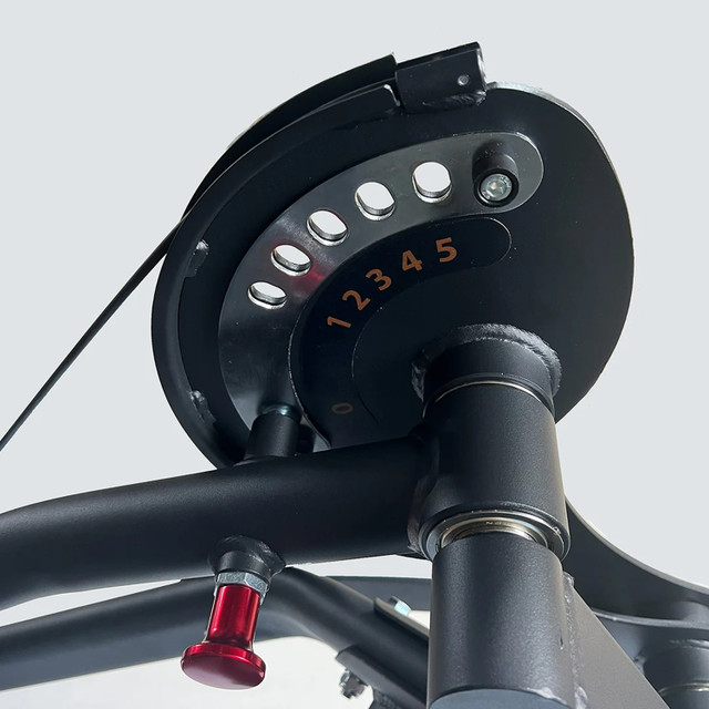 TKO Pec Deck Trainer Showing Adjustable Range-of-Motion Cam