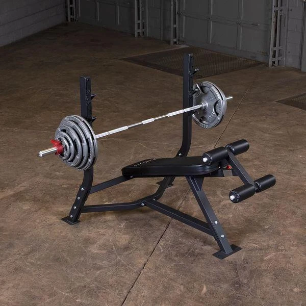 Body-Solid Lower-Chest Press Bench with Optional Barbell and Weights