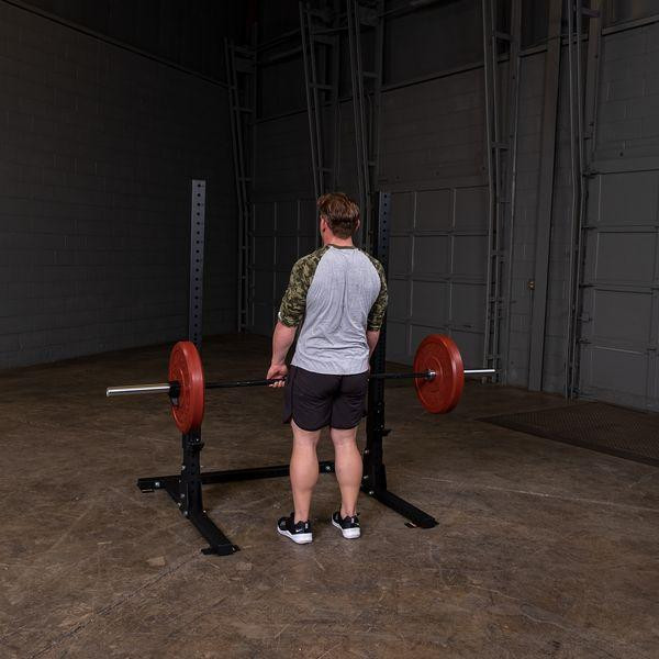 Body-Solid Commercial Bar Supports During Barbell High Pull