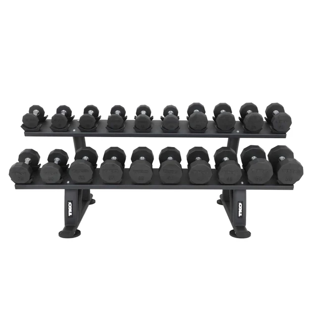 TKO 10-Sided Rubber Dumbbells & 2-Tier Rack