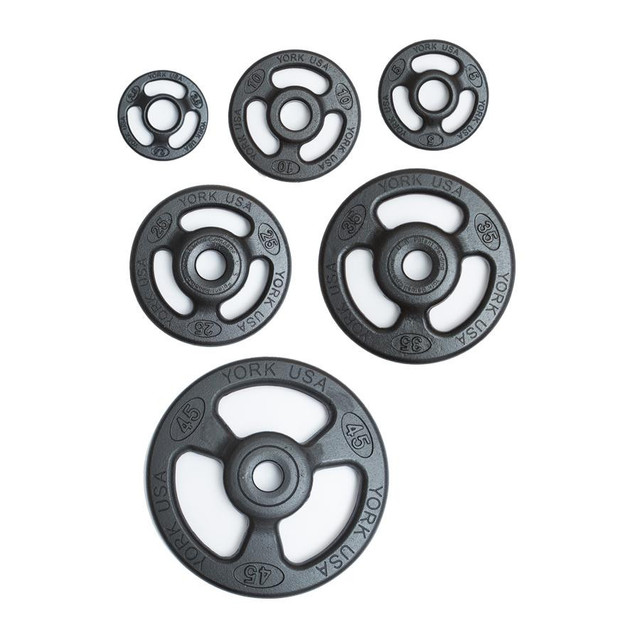 York Barbell Steel Grip Plates with Three Hand Openings