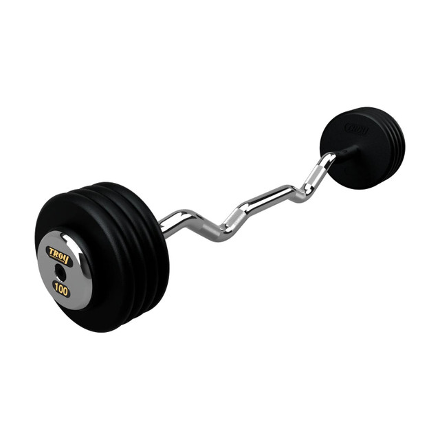 Troy 100 lb Black Cast Iron EZ Curl Bar with Chrome End Caps