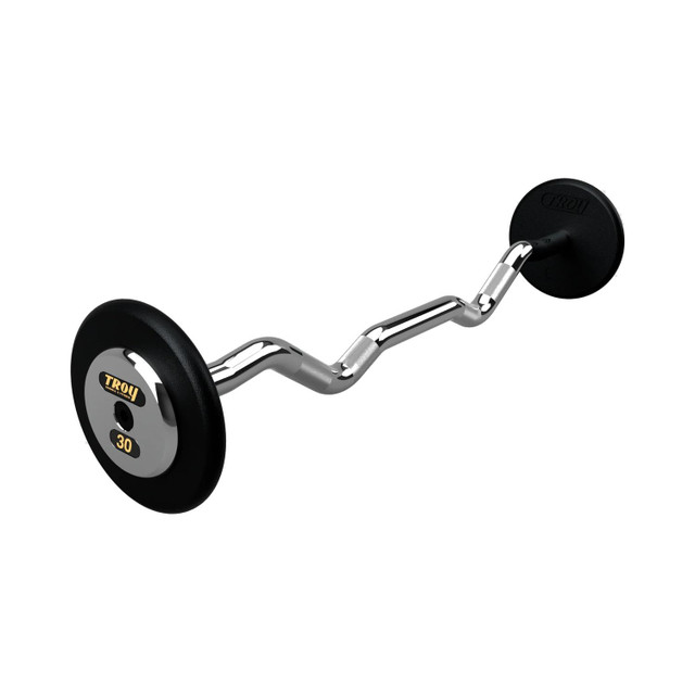 Troy 30 lb Black Cast Iron Fixed Curl Weight Bar with Chrome End Caps