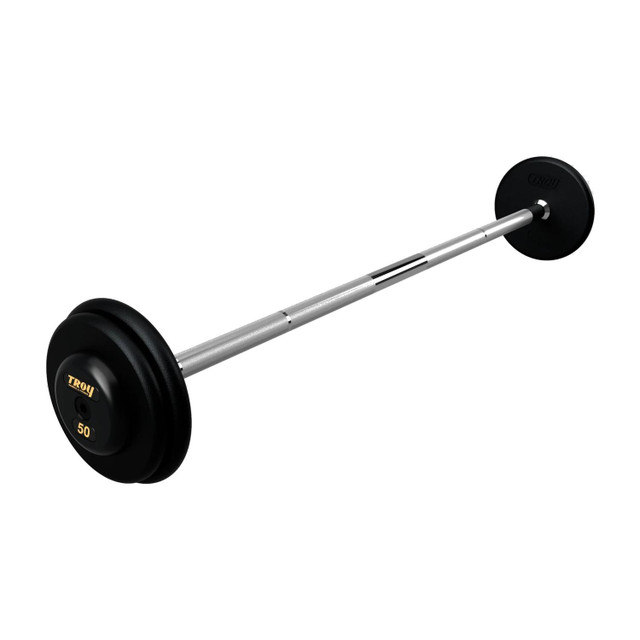 Troy 50 lb Black Cast Iron Strength Barbell with Black End Caps