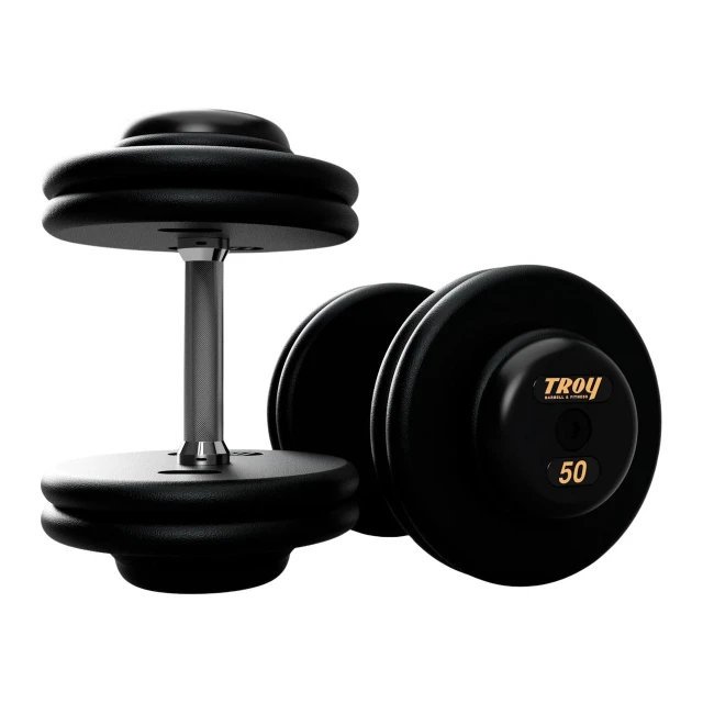 Troy Black Dumbbells with Rubber End Caps