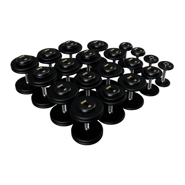 Troy 5-50 lb Commercial Dumbbell Set with Black Rubber End Caps