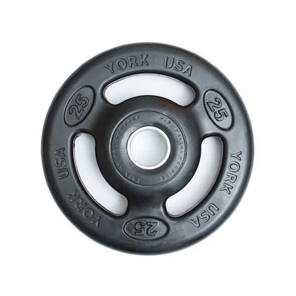 York 25 lb Iso-Grip Rubber Barbell Plate