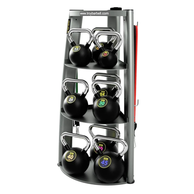 Troy VTX Kettlebell Package with Rubber Weights and Corner Storage