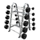 Troy (20-110 lb) 12-Sided Rubber Fixed Barbell Set & Rack - Straight Bars & Silver Rack