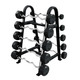 Troy (20-110 lb) 12-Sided Rubber Barbells & Rack - EZ Bars & Black Rack