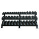 TKO (891HDR-BK) Mega 3-Tier Dumbbell Rack - Loaded with Optional Dumbbells