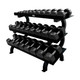 Troy Commercial 5-75 lb 12-Sided Rubber Dumbbell Set and Rack