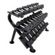 TKO (890HDR-BK) 3-Tier Dumbbell Rack with Optional 5-75 lb Dumbbell Set - Side View