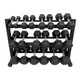 TAG (5-50 lb) Rubber Hex Dumbbell Set & Rack
