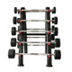 TKO 20-110 lb Fixed Rubber Barbells & Rack - Front View
