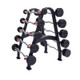 TKO 20-110 lb Rubber Fixed Barbell Set & Rack - Angled View
