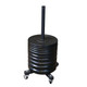 Body-Solid (GWT86) Mobile Bumper Plate Rack - Halfway Loaded with Bumpers