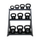TKO 5-50 lb Vinyl Kettlebell Set with Three-Tier Storage Rack