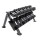 TKO 5-50 lb Rubber Hex Dumbbells w/ Rack