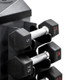 TKO 5-25 lb Hex Urethane Dumbbells & Rack - Dumbbells on Cradles Close View