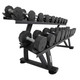 TKO (7051B-BK) 2-Tier Saddle Dumbbell Rack w/ Optional Weights - Side View