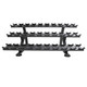 TKO (7052B-BK) 3-Tier Saddle Dumbbell Rack - Front View
