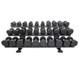 TKO 10-Sided Rubber Dumbbells & 3-Tier Rack