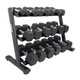 TKO 5-50 lb Rubber Hex Dumbbell Set & Rack