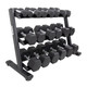 TKO (5-50 lb) Rubber Hex Dumbbells & Rack