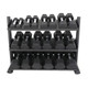 TKO 5-50 lb Rubber Hex Dumbbells & Rack