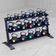 Body-Solid Tiered Kettlebell Storage Station Loaded in Commercial Gym