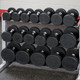 Body-Solid Round Rubber Dumbbell Set on Optional Rack