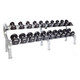 Troy 2-Tier Saddle Dumbbell Rack with Silver Finish and Optional Dumbbells