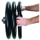 York Steel Weight Plate Showing Anti-Pinch Center Hub