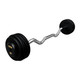 Troy 90 lb Cast Iron Fixed Barbell w/ EZ Curl Bar and Black End Caps