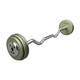 Troy 70 lb Gray Cast Iron Fixed Barbell w/ EZ Curl Bar and Chrome End Caps